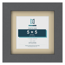 Dark Grey 7 x 7 inch picture frame with an ivory mount for a 5 x 5 inch photo