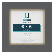 Dark Grey 7 x 7 inch picture frame with an ivory mount for a 6 x 6 inch photo