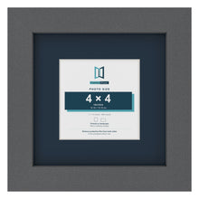 Dark Grey 7 x 7 inch picture frame with a Pacific Blue mount for a 4 x 4 inch photo