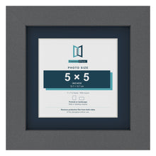 Dark Grey 7 x 7 inch picture frame with a Pacific Blue mount for a 5 x 5 inch photo