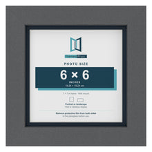 Dark Grey 7 x 7 inch picture frame with a Pacific Blue mount for a 6 x 6 inch photo