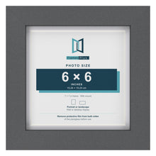 Dark Grey 7 x 7 inch picture frame with a white mount for a 6 x 6 inch photo