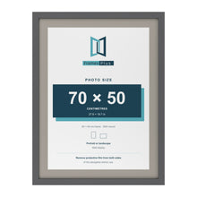 Dark Grey 80 x 60 cm picture frame with a Dawn Grey mount for a 70 x 50 cm photo