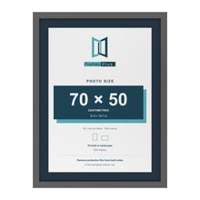 Dark Grey 80 x 60 cm picture frame with a Pacific Blue mount for a 70 x 50 cm photo