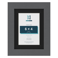 Dark Grey 8 x 6 inch picture frame with a black mount for a 6 x 4 inch photo