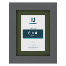 Dark Grey 8 x 6 inch picture frame with a green mount for a 6 x 4 inch photo