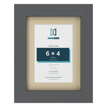Dark Grey 8 x 6 inch picture frame with an ivory mount for a 6 x 4 inch photo