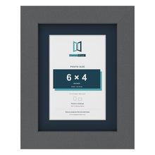 Dark Grey 8 x 6 inch picture frame with a Pacific Blue mount for a 6 x 4 inch photo