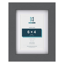 Dark Grey 8 x 6 inch picture frame with a white mount for a 6 x 4 inch photo