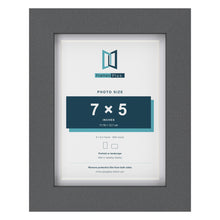 Dark Grey 8 x 6 inch picture frame with a white mount for a 7 x 5 inch photo