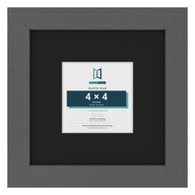Dark Grey 8 x 8 inch picture frame with a black mount for a 4 x 4 inch photo