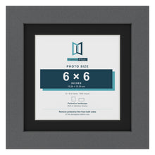 Dark Grey 8 x 8 inch picture frame with a black mount for a 6 x 6 inch photo