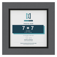 Dark Grey 8 x 8 inch picture frame with a black mount for a 7 x 7 inch photo