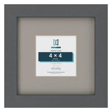 Dark Grey 8 x 8 inch picture frame with a Dawn Grey mount for a 4 x 4 inch photo