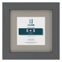 Dark Grey 8 x 8 inch picture frame with a Dawn Grey mount for a 5 x 5 inch photo