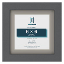 Dark Grey 8 x 8 inch picture frame with a Dawn Grey mount for a 6 x 6 inch photo