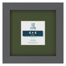 Dark Grey 8 x 8 inch picture frame with a green mount for a 4 x 4 inch photo