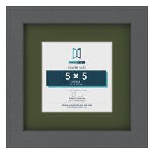 Dark Grey 8 x 8 inch picture frame with a green mount for a 5 x 5 inch photo