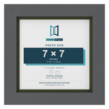 Dark Grey 8 x 8 inch picture frame with a green mount for a 7 x 7 inch photo
