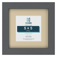 Dark Grey 8 x 8 inch picture frame with an ivory mount for a 5 x 5 inch photo