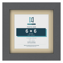 Dark Grey 8 x 8 inch picture frame with an ivory mount for a 6 x 6 inch photo