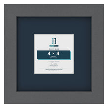 Dark Grey 8 x 8 inch picture frame with a Pacific Blue mount for a 4 x 4 inch photo