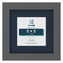 Dark Grey 8 x 8 inch picture frame with a Pacific Blue mount for a 5 x 5 inch photo