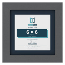 Dark Grey 8 x 8 inch picture frame with a Pacific Blue mount for a 6 x 6 inch photo