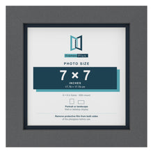 Dark Grey 8 x 8 inch picture frame with a Pacific Blue mount for a 7 x 7 inch photo