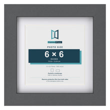 Dark Grey 8 x 8 inch picture frame with a white mount for a 6 x 6 inch photo