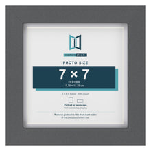 Dark Grey 8 x 8 inch picture frame with a white mount for a 7 x 7 inch photo