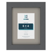 Dark Grey 9 x 7 inch picture frame with a Dawn Grey mount for a 6 x 4 inch photo