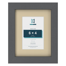 Dark Grey 9 x 7 inch picture frame with an ivory mount for a 6 x 4 inch photo