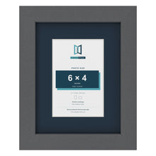 Dark Grey 9 x 7 inch picture frame with a Pacific Blue mount for a 6 x 4 inch photo