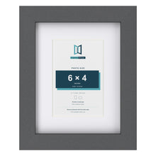 Dark Grey 9 x 7 inch picture frame with a white mount for a 6 x 4 inch photo