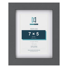 Dark Grey 9 x 7 inch picture frame with a white mount for a 7 x 5 inch photo