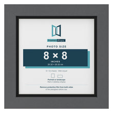Dark Grey 9 x 9 inch picture frame with a black mount for an 8 x 8 inch photo
