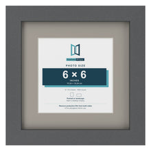 Dark Grey 9 x 9 inch picture frame with a Dawn Grey mount for a 6 x 6 inch photo