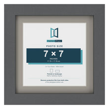Dark Grey 9 x 9 inch picture frame with a Dawn Grey mount for a 7 x 7 inch photo