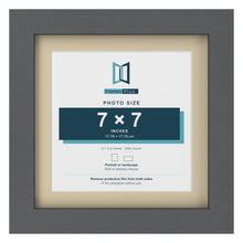 Dark Grey 9 x 9 inch picture frame with an ivory mount for a 7 x 7 inch photo