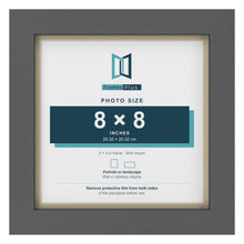 Dark Grey 9 x 9 inch picture frame with an ivory mount for an 8 x 8 inch photo