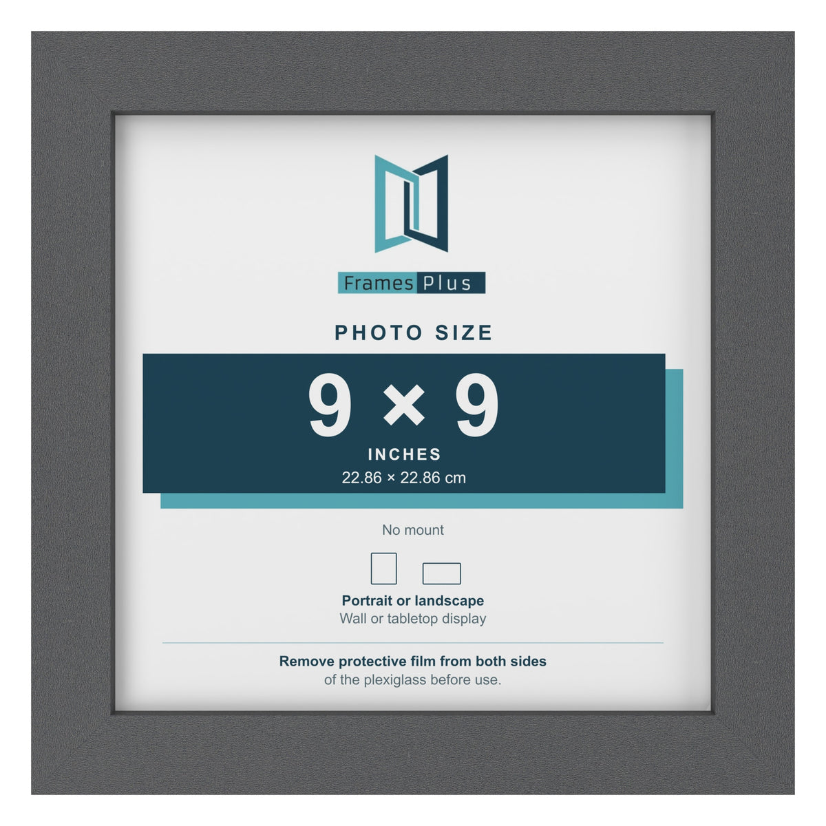 Dark Grey picture frame for a 9 x 9 inch photo