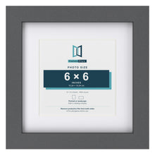 Dark Grey 9 x 9 inch picture frame with a white mount for a 6 x 6 inch photo