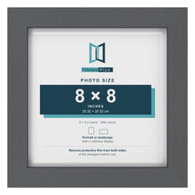 Dark Grey 9 x 9 inch picture frame with a white mount for a 8 x 8 inch photo