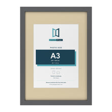Dark Grey A2 picture frame with an ivory mount for an A3 photo