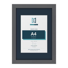 Dark Grey A3 picture frame with a Pacific Blue mount for an A4 photo