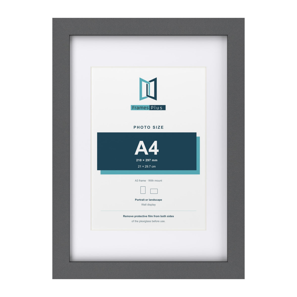 Dark Grey A3 picture frame with a white mount for an A4 photo