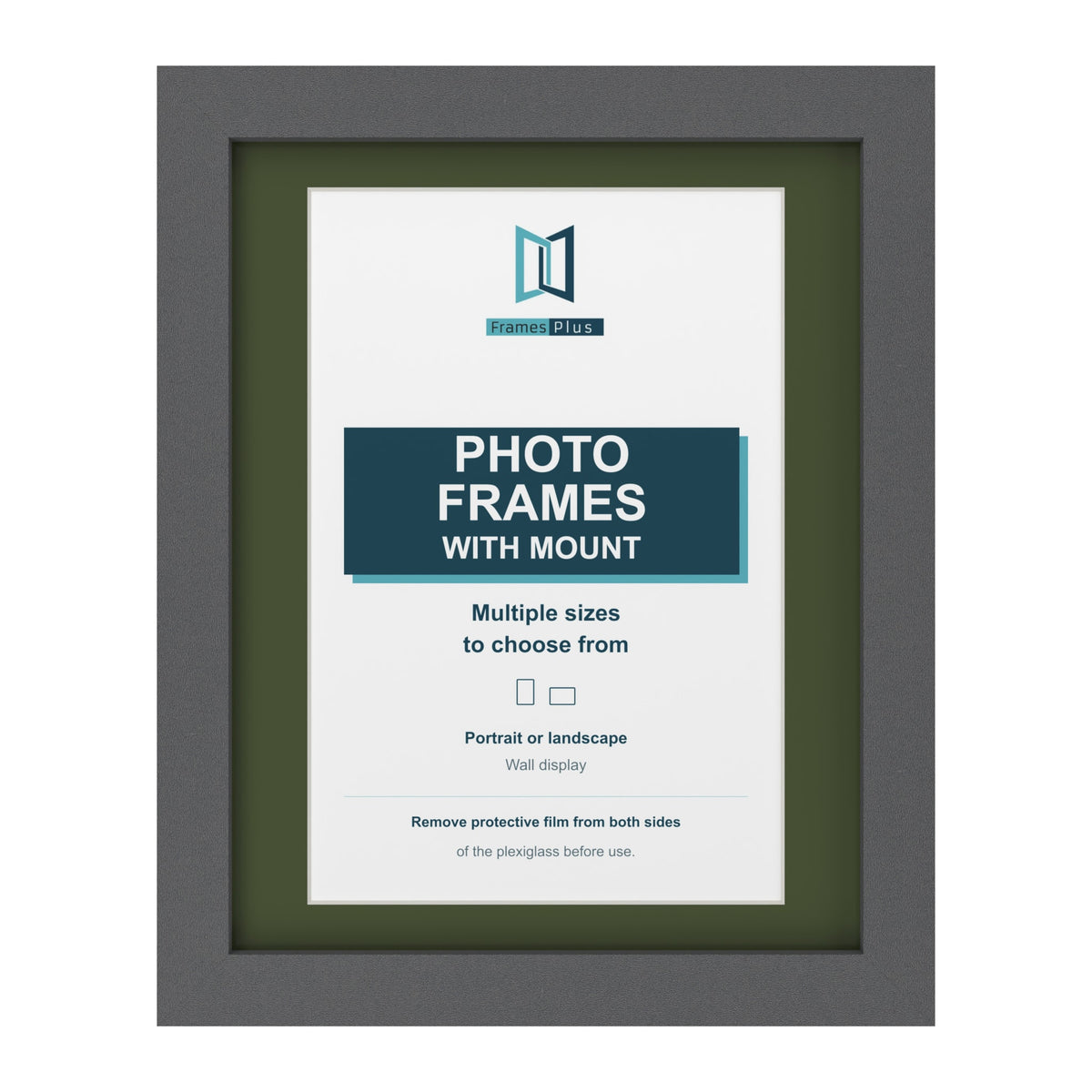 Dark Grey picture frame with a green mount