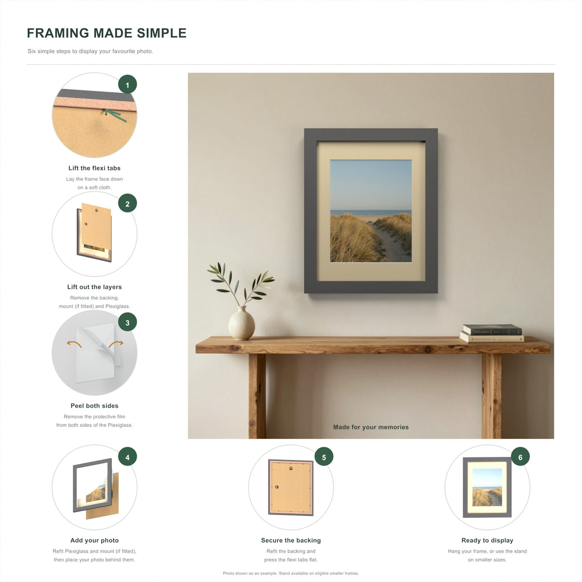 How to put a photo in a Dark Grey frame with an ivory mount in six steps