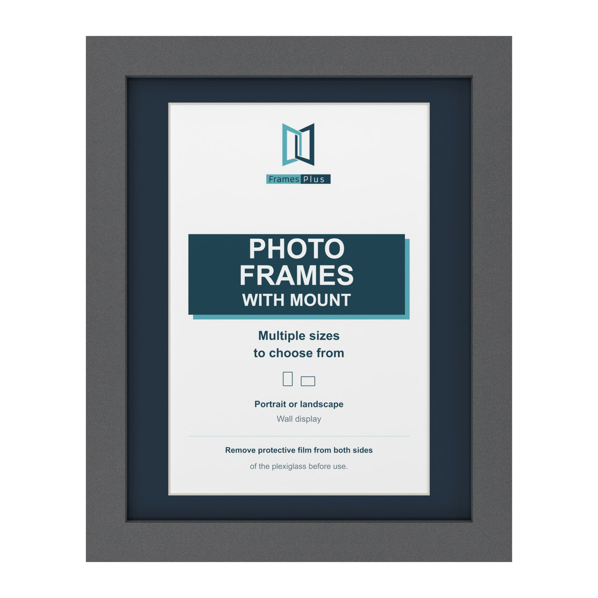 Dark Grey picture frame with a Pacific Blue mount